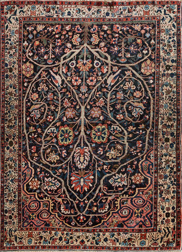 aalam grey and black wool hand knotted Rug - HeadShot