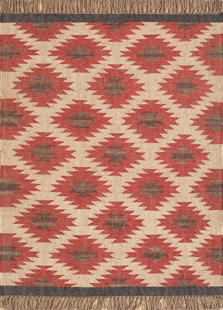 bedouin red and orange jute and hemp flat weaves Rug - HeadShot