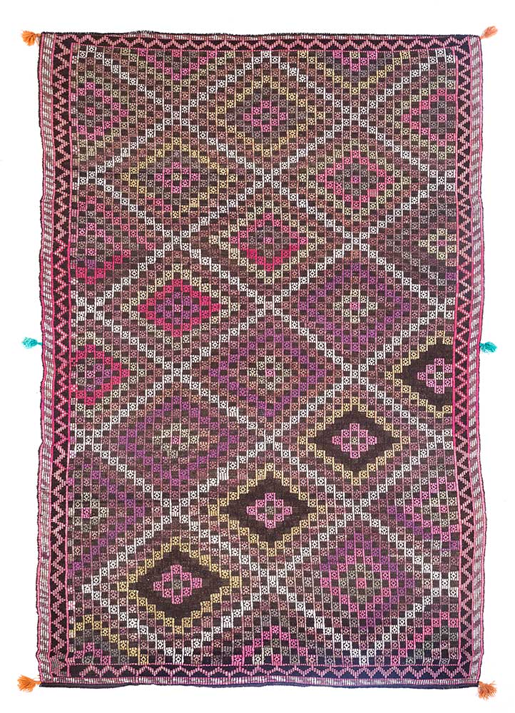 nuray pink and purple wool hand knotted Rug - HeadShot