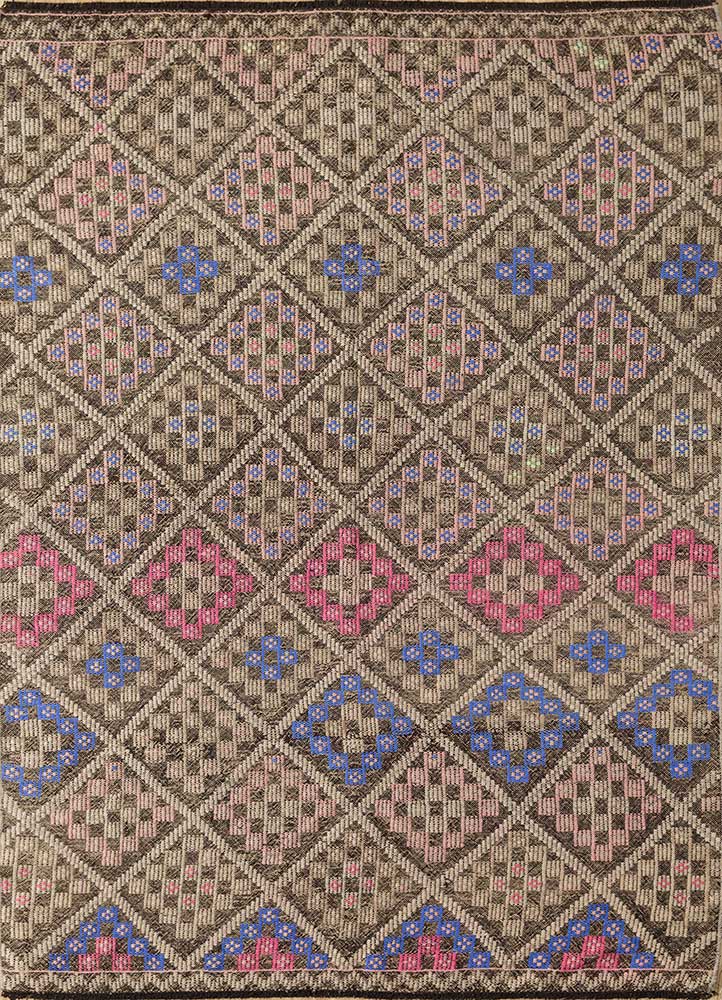 nuray beige and brown wool hand knotted Rug - HeadShot