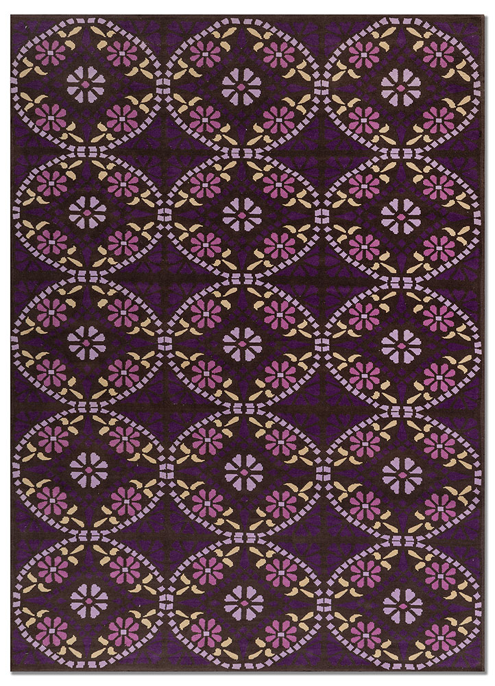 indusbar pink and purple rayon chenille flat weaves Rug - HeadShot