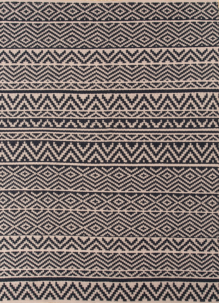 abrash grey and black wool flat weaves Rug - HeadShot
