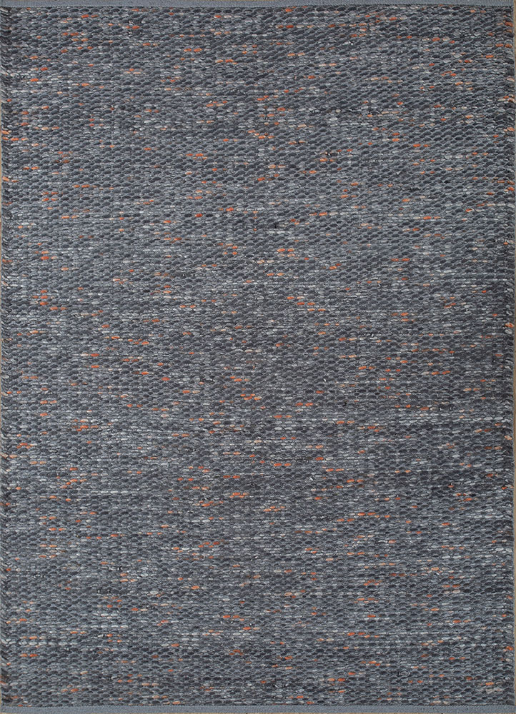 abrash grey and black wool flat weaves Rug - HeadShot