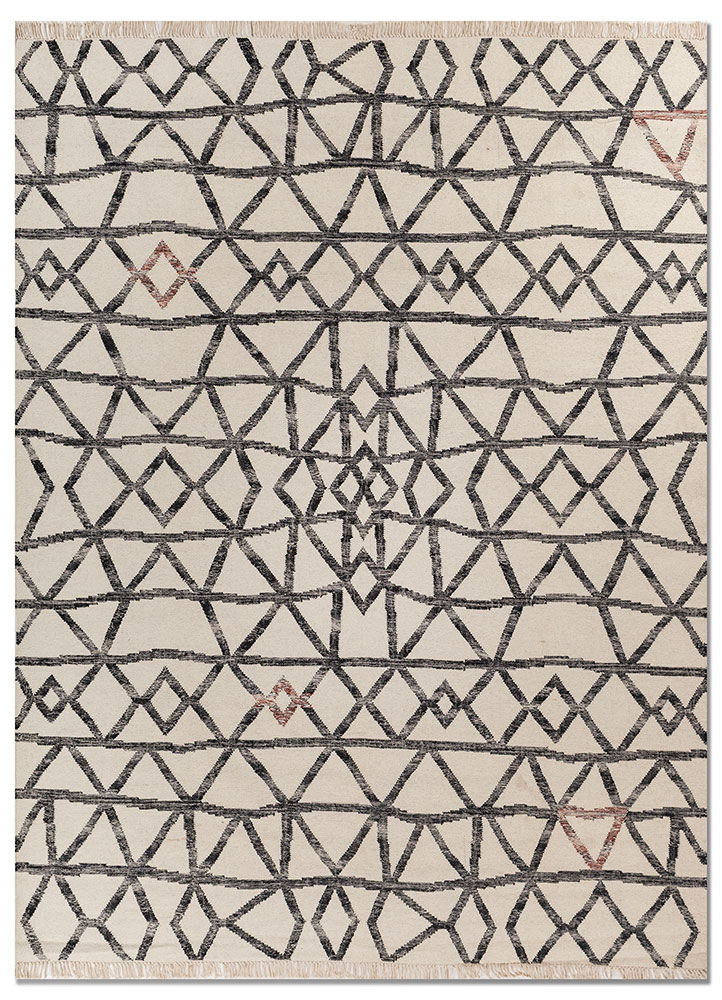 indusbar ivory wool flat weaves Rug - HeadShot