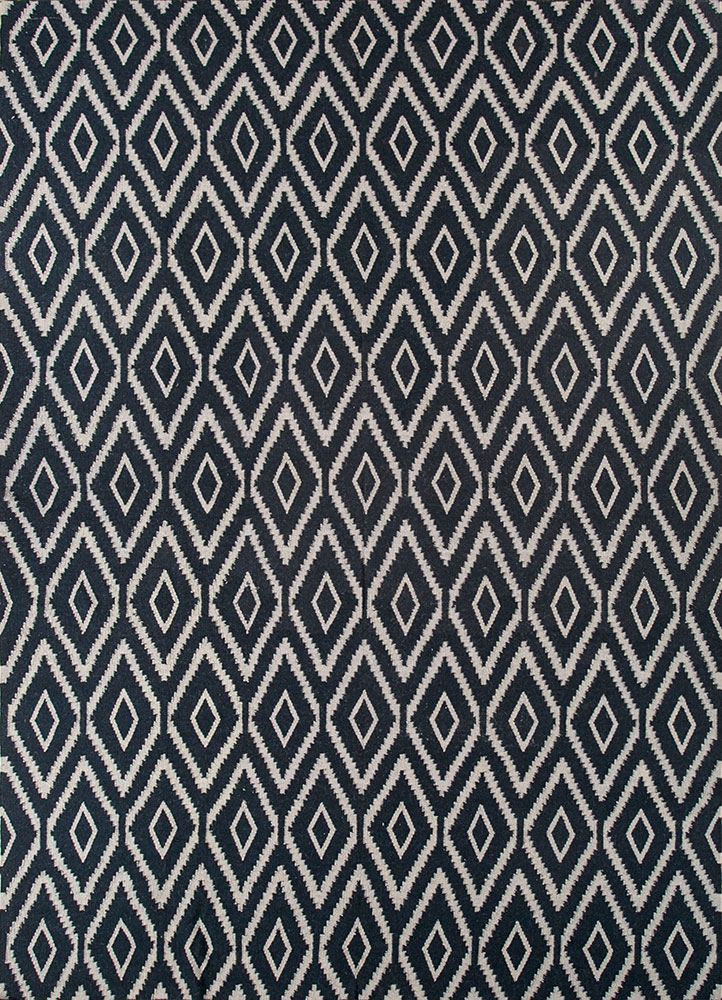 bedouin grey and black wool flat weaves Rug - HeadShot