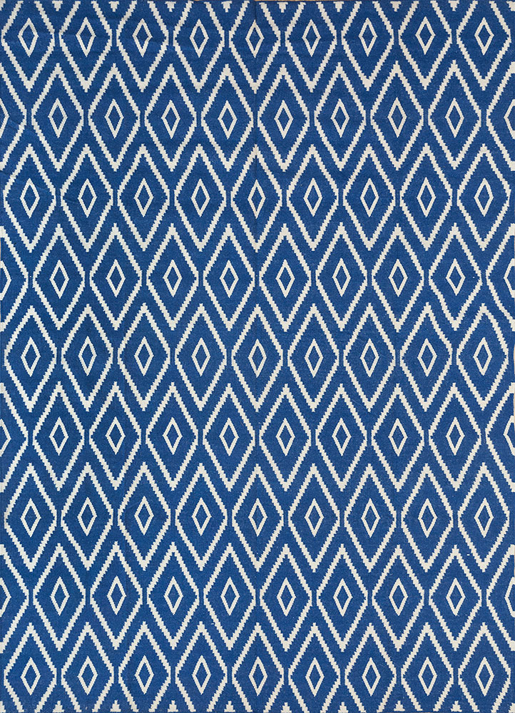 bedouin blue wool flat weaves Rug - HeadShot