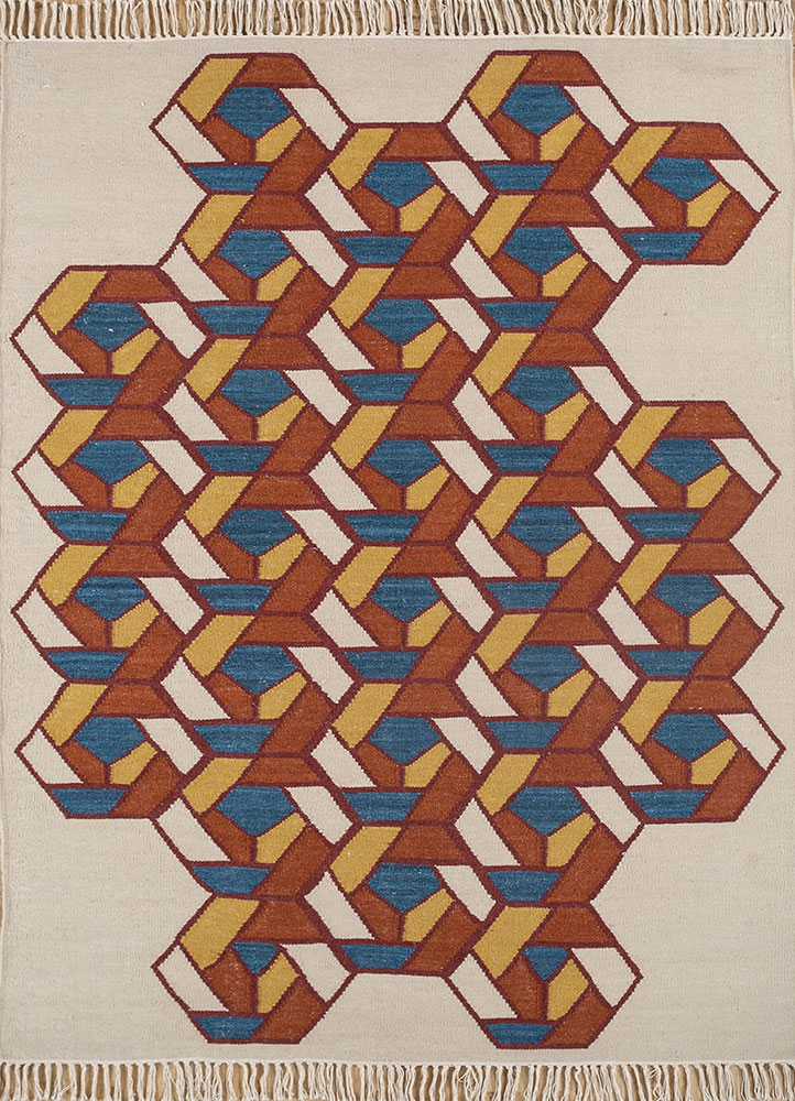 bedouin gold wool flat weaves Rug - HeadShot