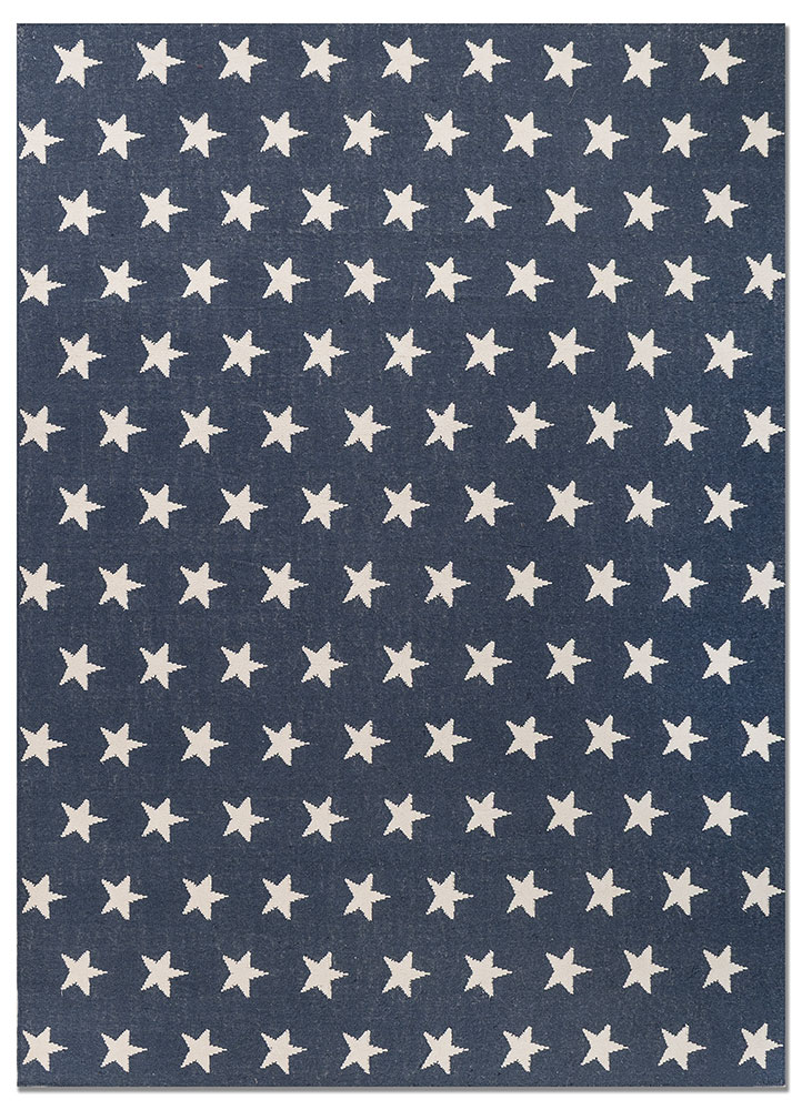 indusbar blue wool flat weaves Rug - HeadShot