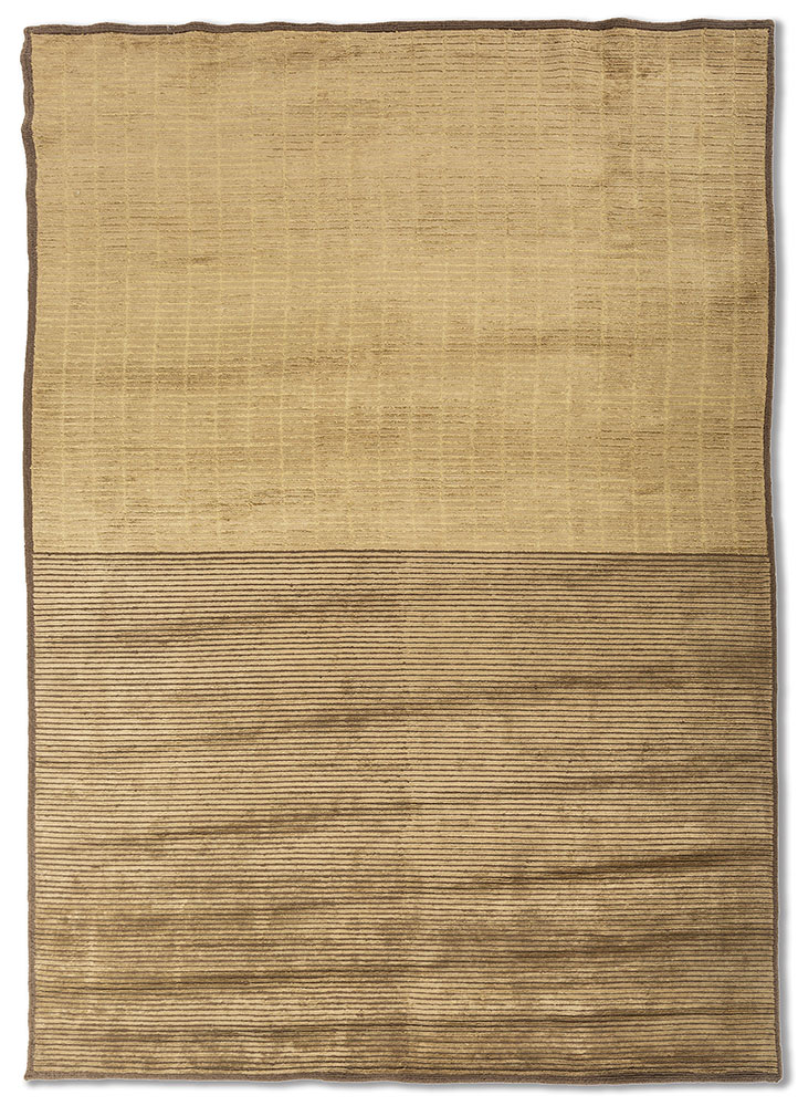 konstrukt gold wool and bamboo silk hand loom Rug - HeadShot
