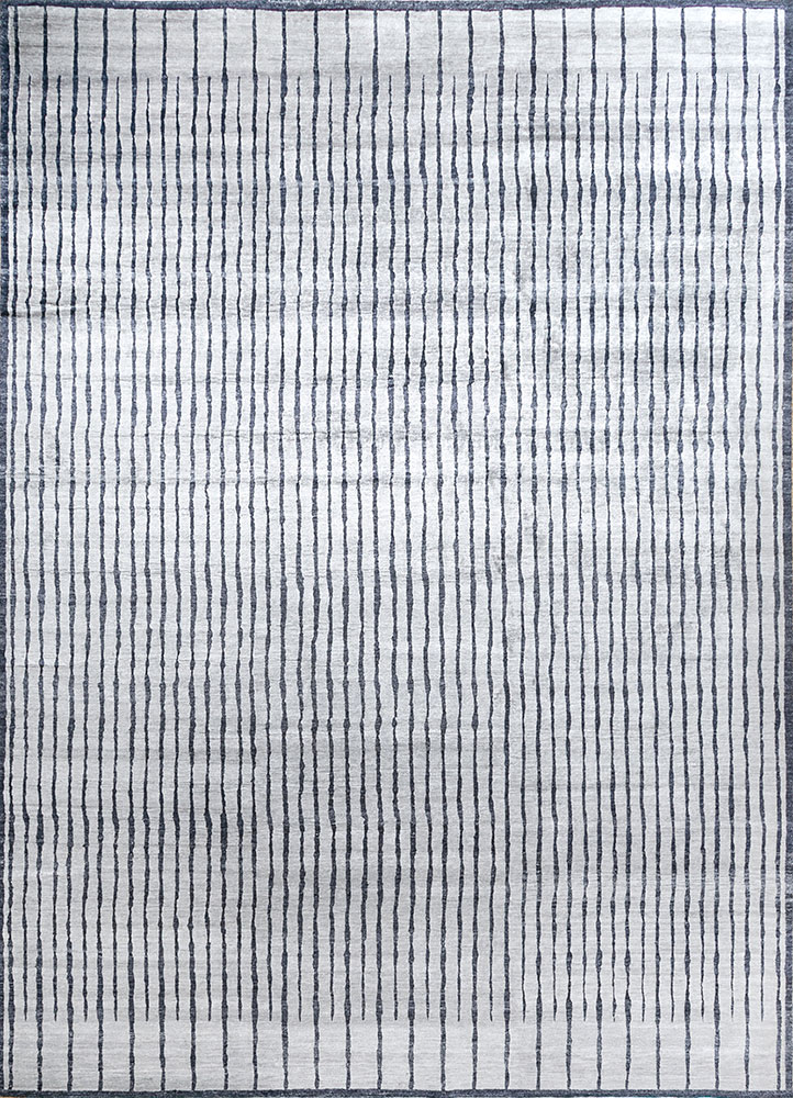 azalea grey and black viscose hand knotted Rug - HeadShot