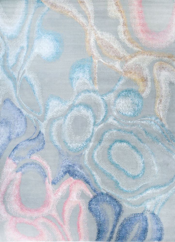 entropy grey and black wool and viscose hand knotted Rug - HeadShot