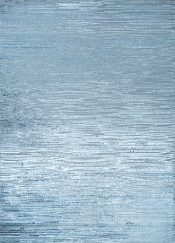 manifest blue wool and viscose hand knotted Rug - HeadShot