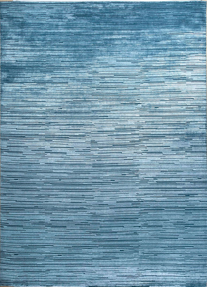 manifest blue wool and viscose hand knotted Rug - HeadShot