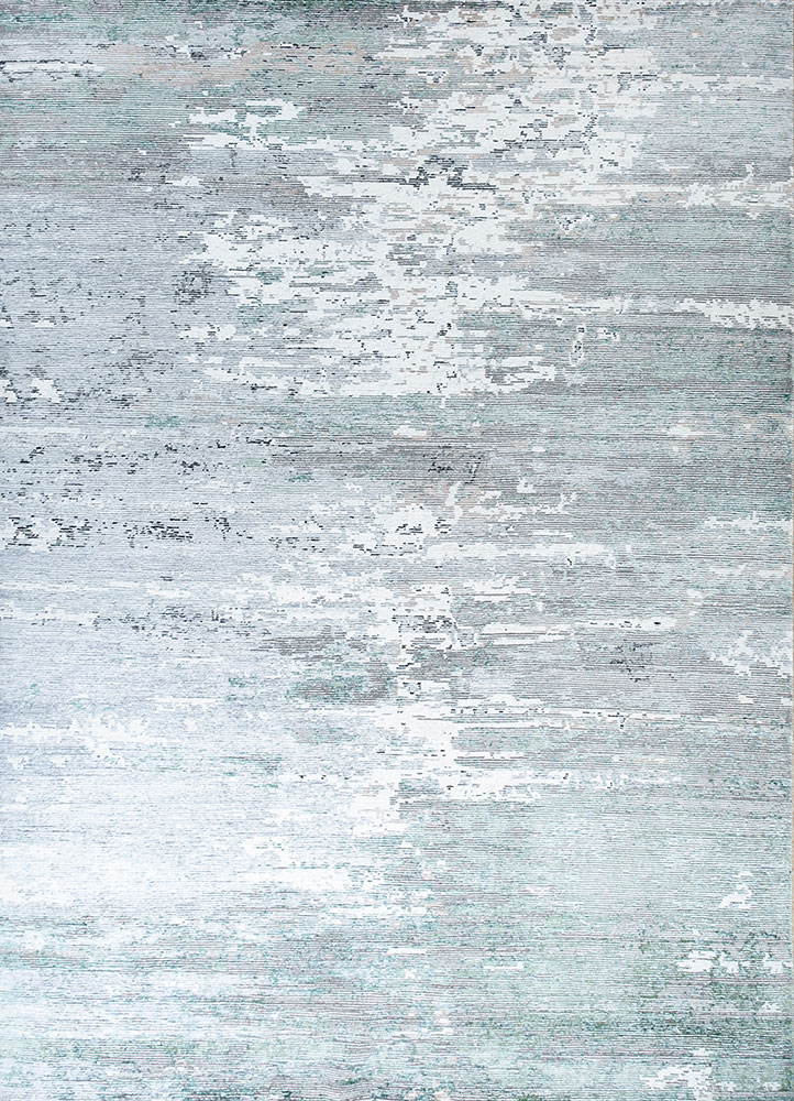 entropy grey and black wool and viscose hand knotted Rug - HeadShot