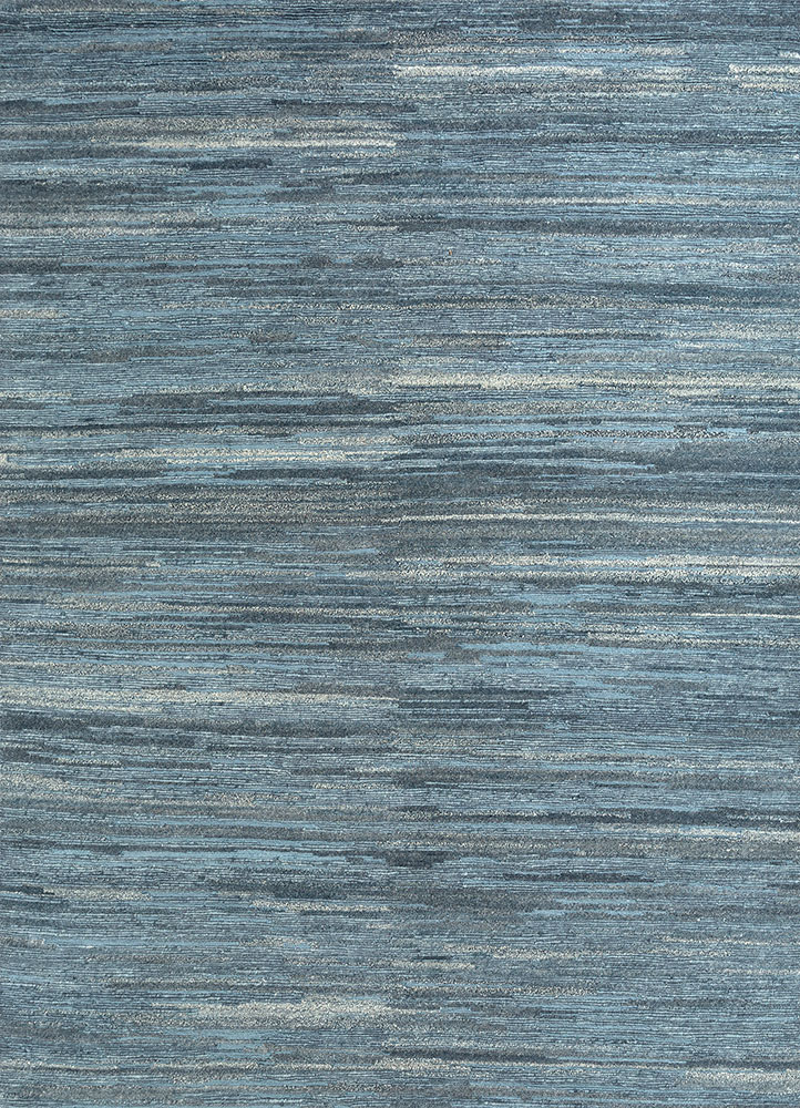 manifest blue wool and viscose hand knotted Rug - HeadShot