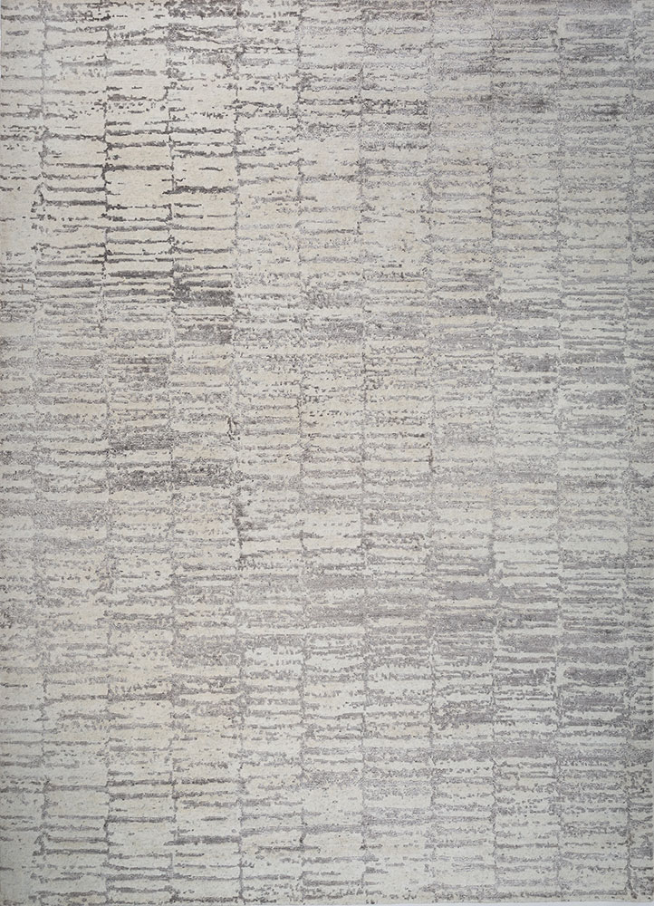aprezo ivory wool and viscose hand knotted Rug - HeadShot