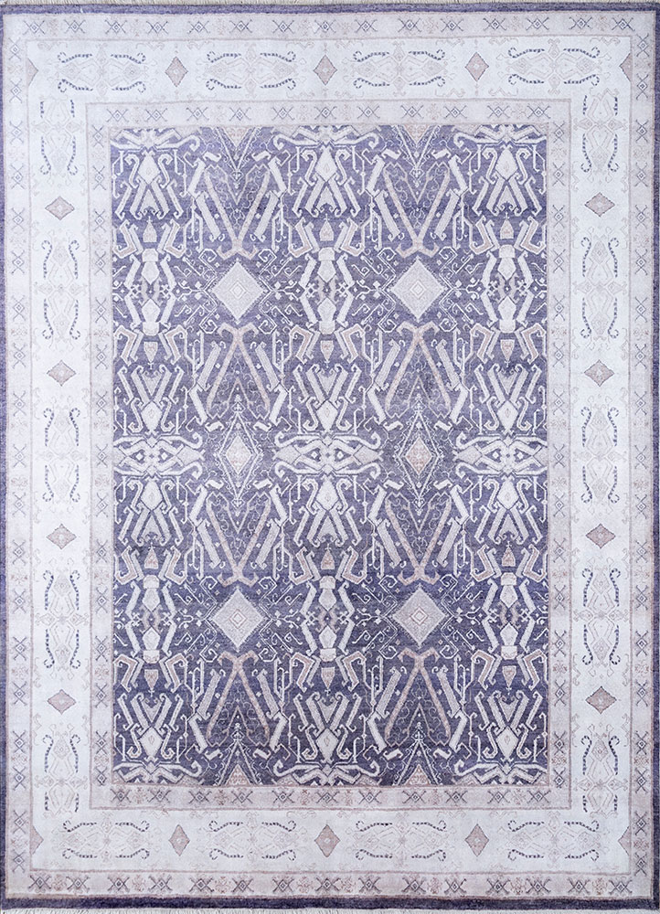erbe pink and purple bamboo silk hand knotted Rug - HeadShot