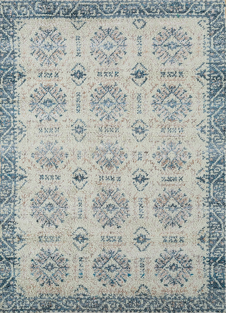 nuray blue polyester hand knotted Rug - HeadShot