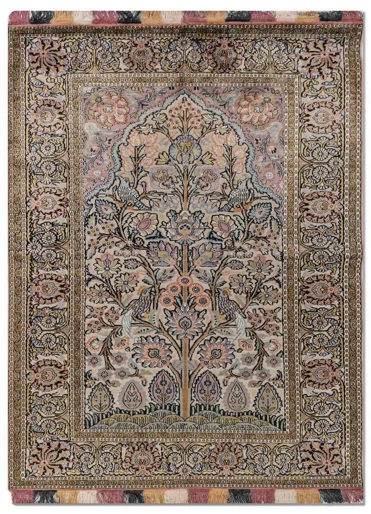 gulmarg blue silk hand knotted Rug - HeadShot
