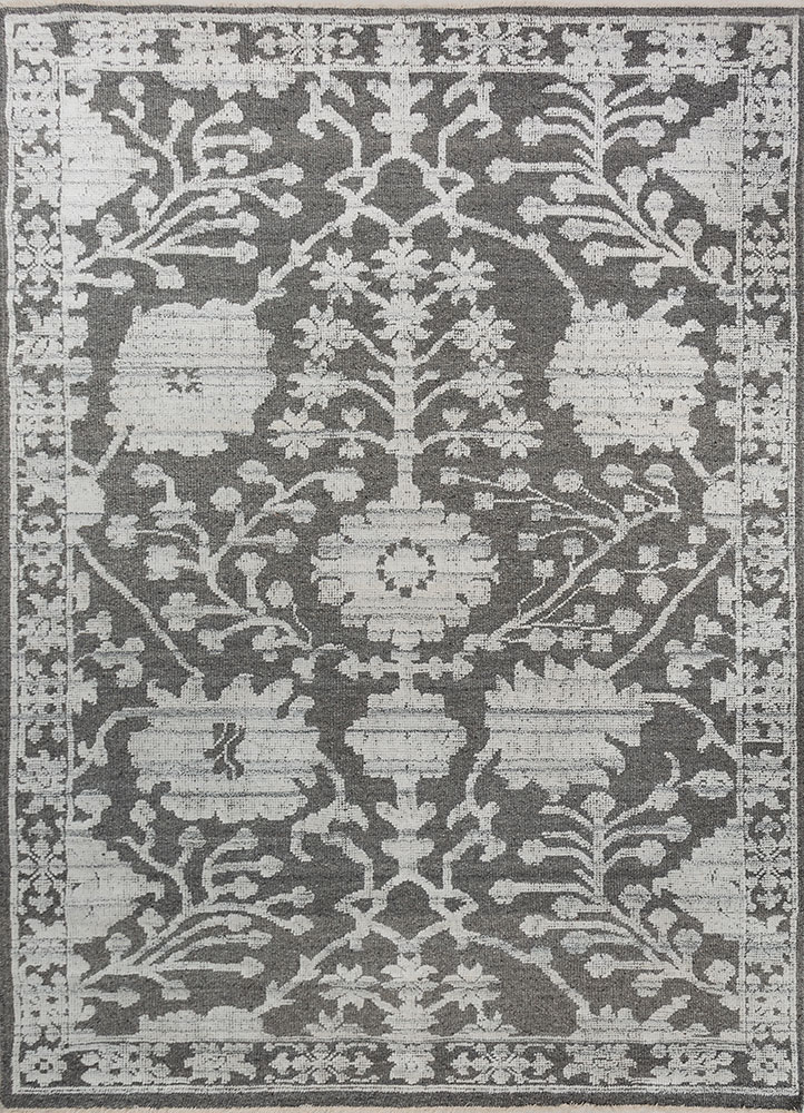 erbe grey and black viscose hand knotted Rug - HeadShot