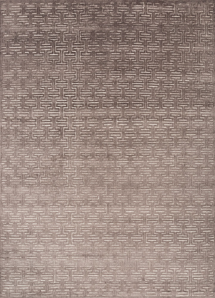 thyme grey and black wool and bamboo silk hand knotted Rug - HeadShot