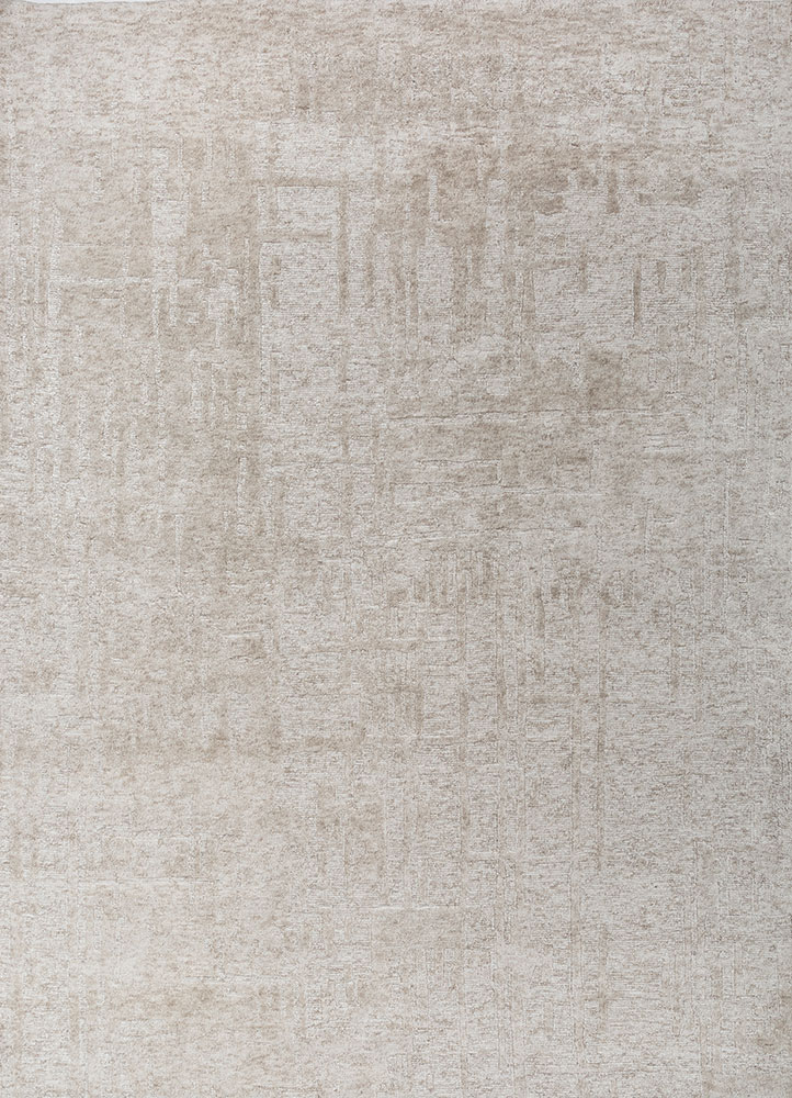 aprezo ivory wool and bamboo silk hand knotted Rug - HeadShot