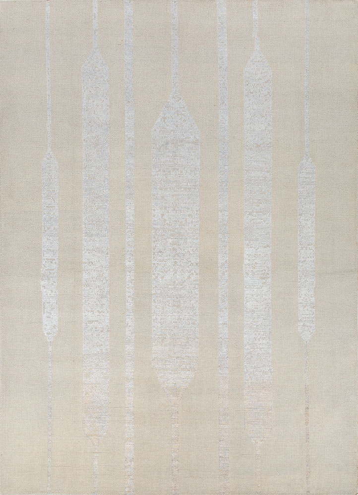 zuri ivory wool and bamboo silk hand knotted Rug - HeadShot