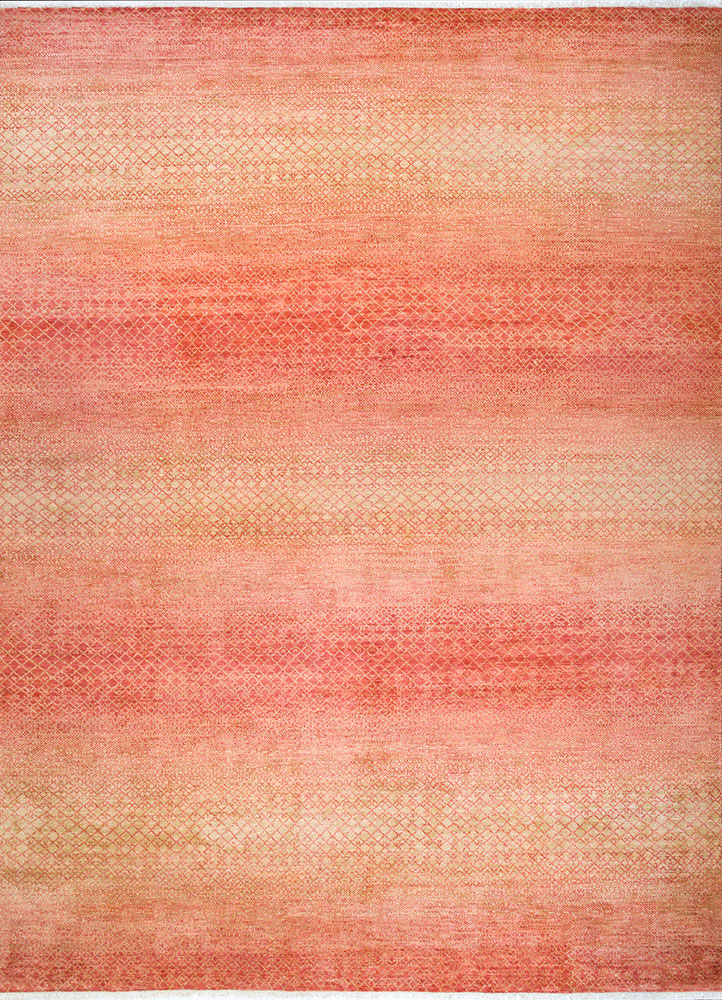 kairos red and orange wool hand knotted Rug - HeadShot