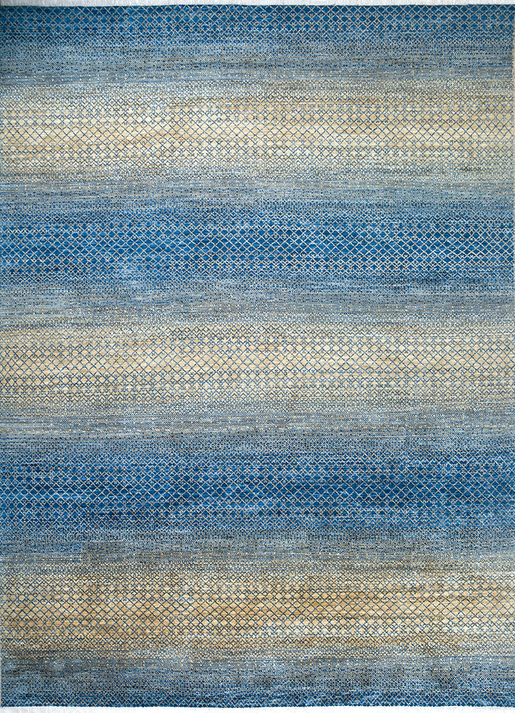 kairos blue wool hand knotted Rug - HeadShot