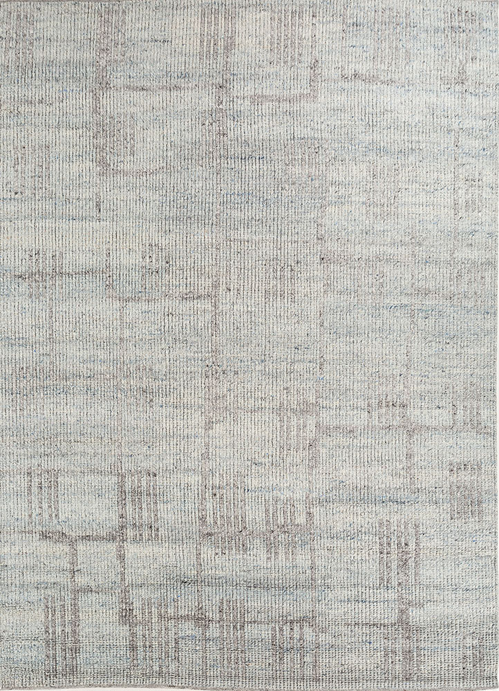 manifest blue wool hand knotted Rug - HeadShot