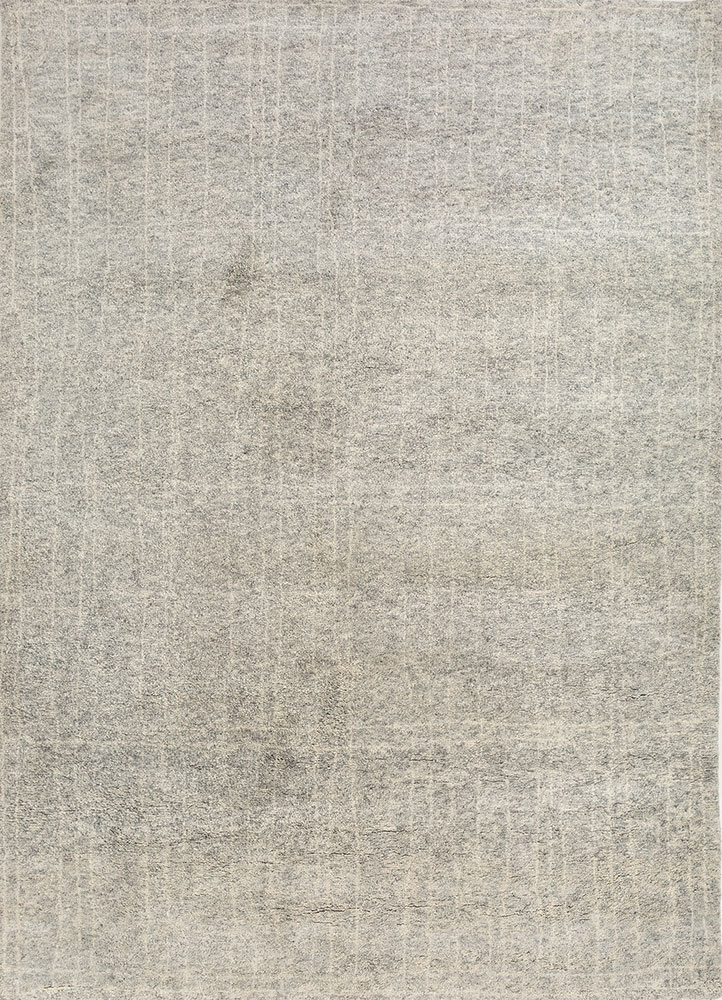 entropy grey and black wool hand knotted Rug - HeadShot