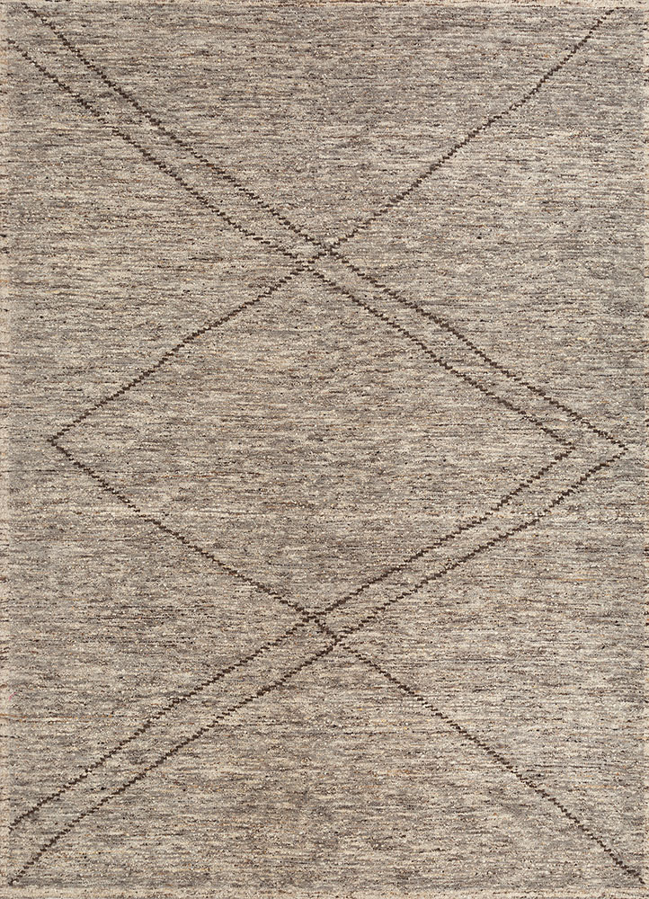 zuri beige and brown wool hand knotted Rug - HeadShot