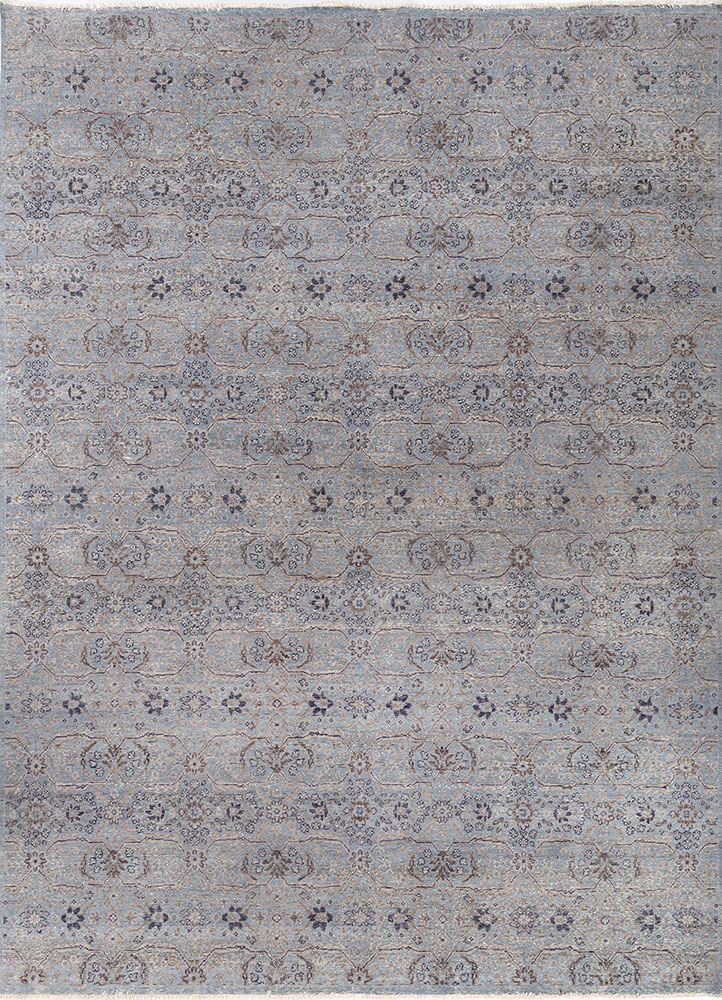 erbe blue wool hand knotted Rug - HeadShot