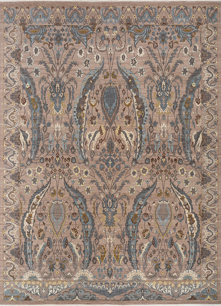 cyanna beige and brown wool hand knotted Rug - HeadShot