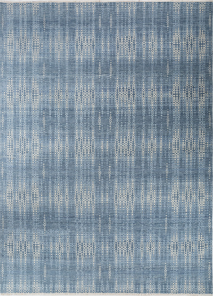 kairos blue wool hand knotted Rug - HeadShot
