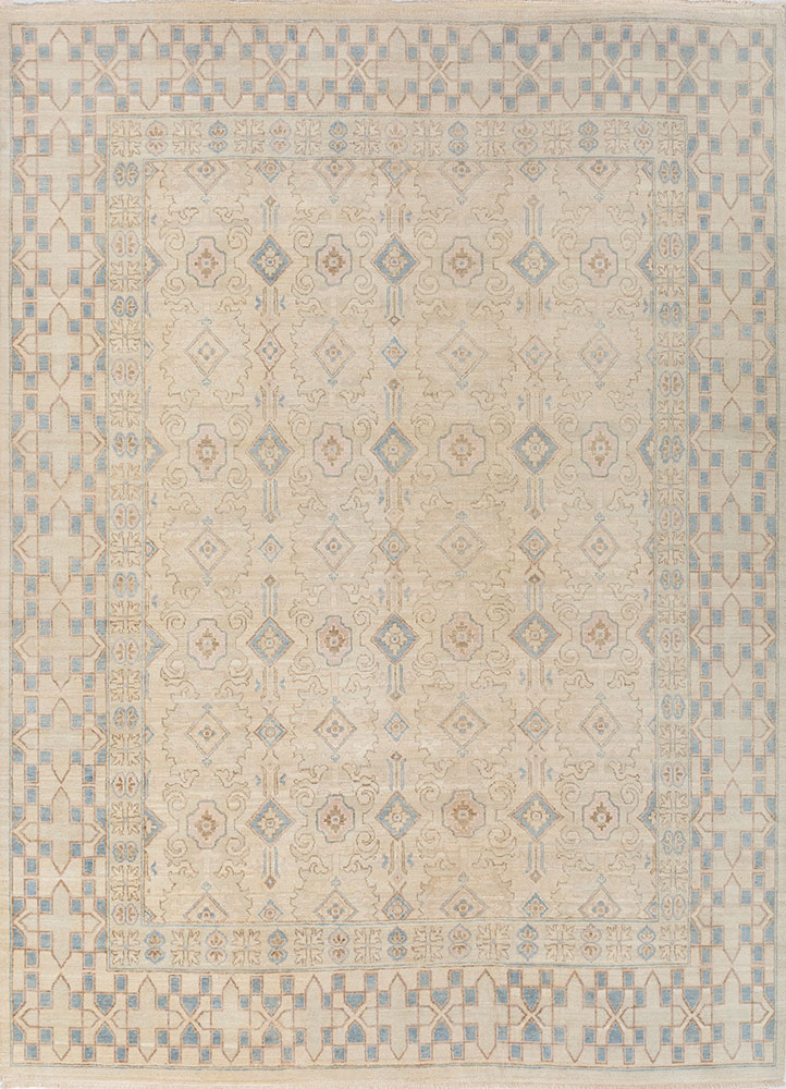 erbe ivory wool hand knotted Rug - HeadShot