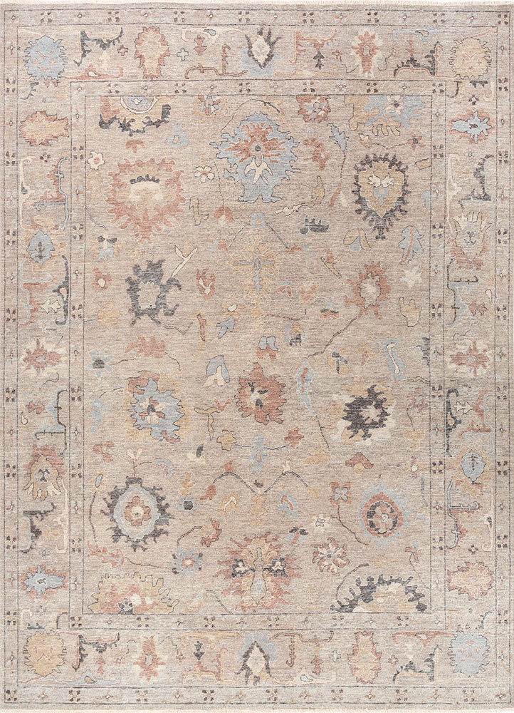 cyanna beige and brown wool hand knotted Rug - HeadShot