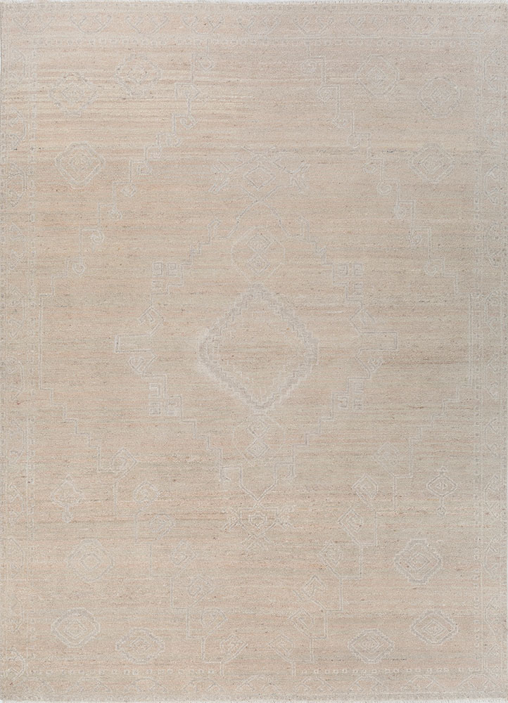 thyme pink and purple wool hand knotted Rug - HeadShot