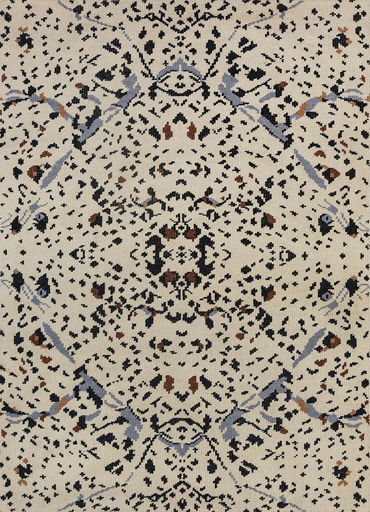 pansy ivory wool hand knotted Rug - HeadShot