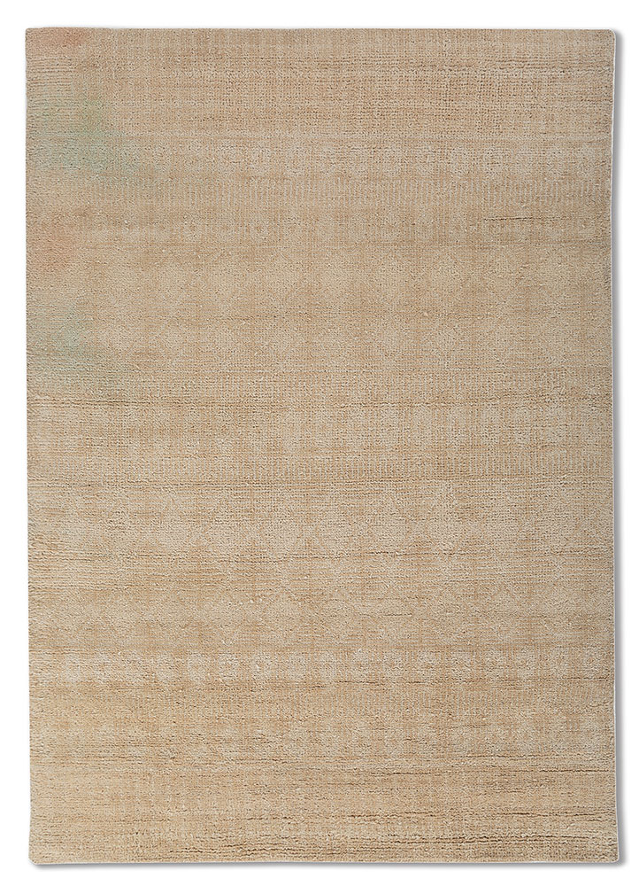 thyme beige and brown wool hand knotted Rug - HeadShot