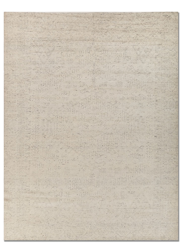 aprezo ivory wool hand knotted Rug - HeadShot