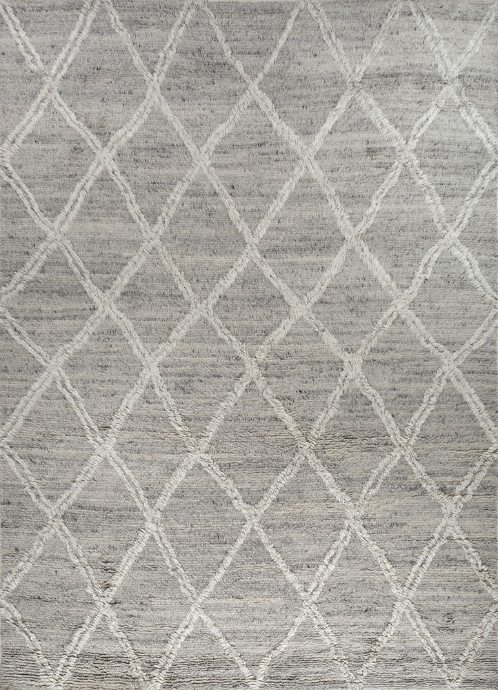 zuri grey and black wool hand knotted Rug - HeadShot
