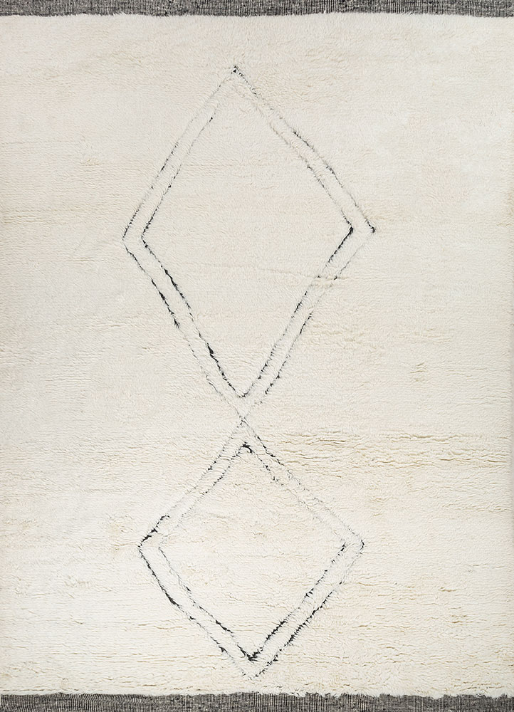 zuri ivory wool hand knotted Rug - HeadShot