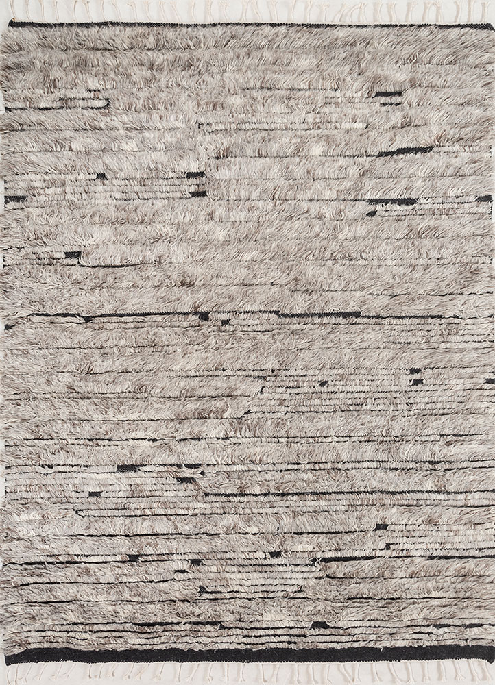 zuri grey and black wool hand knotted Rug - HeadShot