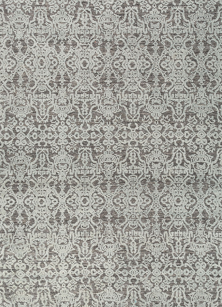 erbe beige and brown wool hand knotted Rug - HeadShot
