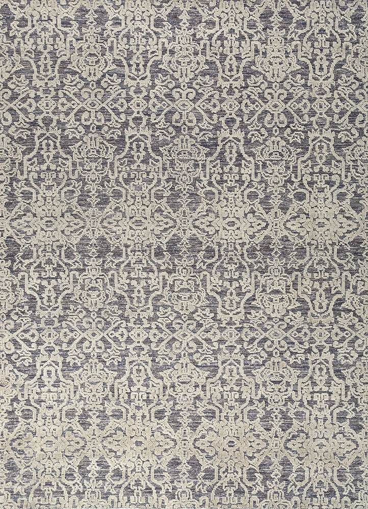 erbe beige and brown wool hand knotted Rug - HeadShot