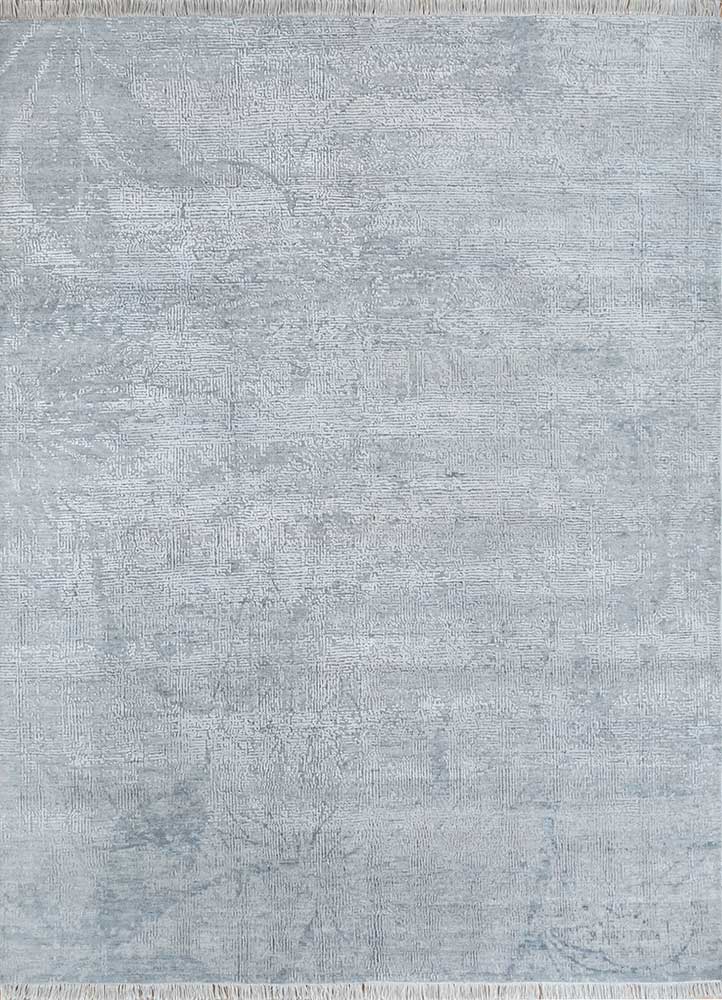 entropy grey and black wool and silk hand knotted Rug - HeadShot