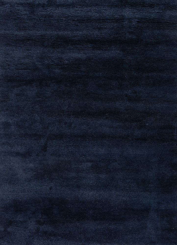 manifest blue wool and silk hand knotted Rug - HeadShot