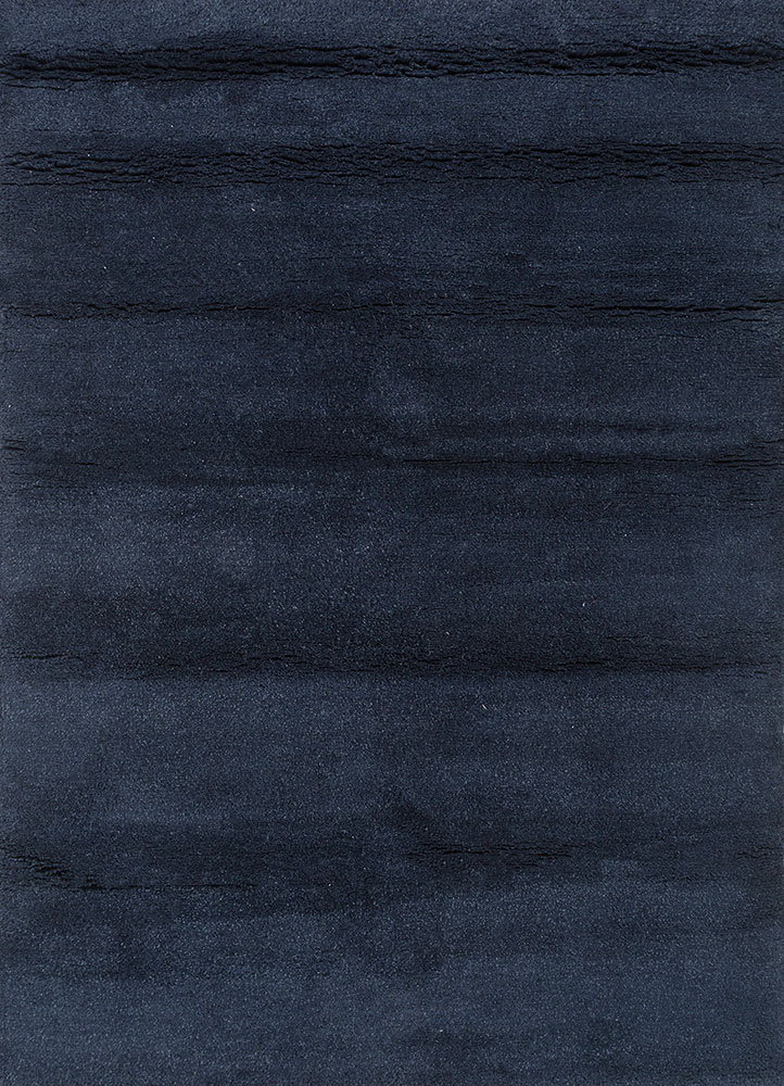 manifest blue wool and silk hand knotted Rug - HeadShot