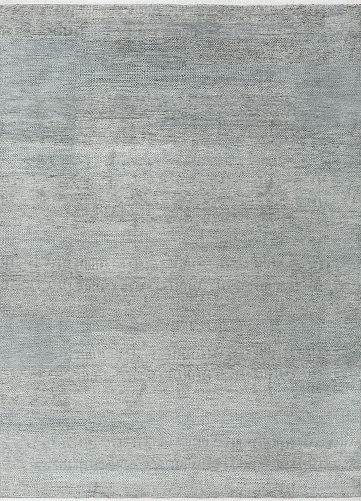 kairos blue wool and viscose hand knotted Rug - HeadShot
